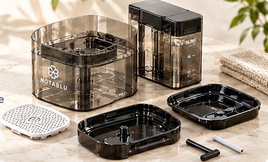 NOTABLU fountain components laid out for cleaning