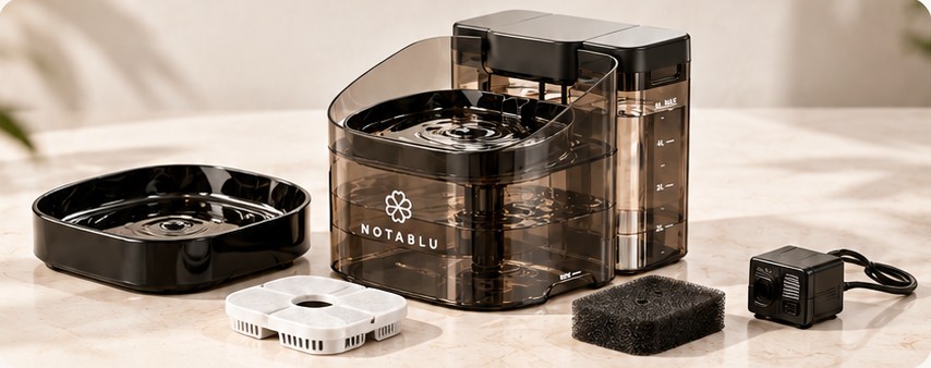 NOTABLU fountain shown with its removable components